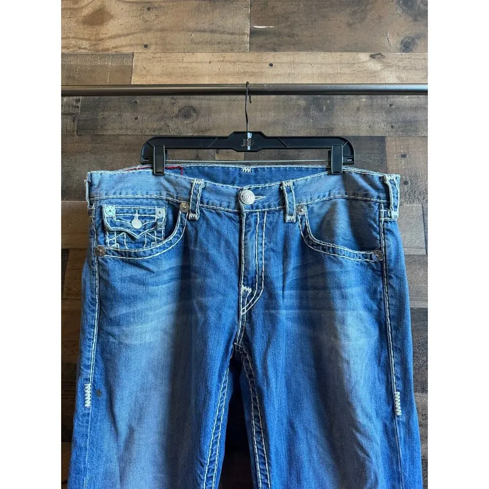 True Religion Ricky Super T Straight Leg Denim Jeans - Size 38 - (Made in USA)